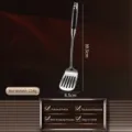 Stainless steel slotted spatula with wood handle kitchen cooking tool 39.5cm 8.5cm long - Black-Red Sandalwood Thickened 316 Frying Spatula