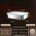 Caja de almacenamiento de alimentos de acero inoxidable 304 con tapa, tamaño mediano rectangular. - 1000ml