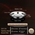 Piatto tondo in acciaio inox 316 per alimenti stoviglie in metallo ispessito 18cm - 18cm Diametro Esterno