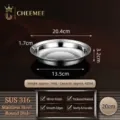 Piatto Rotondo in Acciaio Inox 316 per Alimenti Piatto Ispessito Stoviglie 20cm - 20cm Diametro Esterno