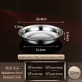 316 Stainless Steel Round Plate Thickened Food Grade Dinner Dish Kitchen Tableware. - 22cm Outer Diameter