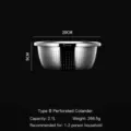 Stainless steel colander drain basin 20x9cm 2.1L kitchen food strainer washing bowl metal. - Type B Colander 2.1L (20cm)