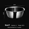 Stainless steel mixing bowl 28cm 4L kitchen metal basin for food prep and family cooking - Model F Basin 4L (28cm)