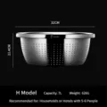 Stainless steel colander basin kitchen metal strainer 32cm large capacity 7l drain bowl - Model H Colander 7L (32cm)