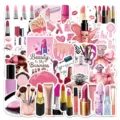 Rosa kosmetik cartoon aufkleber ästhetische wasserdichte vinyl sticker pack für laptop koffer flasche - 54 Stk. Packung