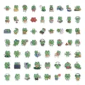 60 Stk. Suesse Gluecklicher Frosch Cartoon Aufkleber Wasserdicht fuer Laptop Koffer - Glücksfrosch / 60 Stück/Packung / Grün