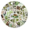 Sage green aesthetic sticker pack, waterproof vinyl decals for laptop, water bottle, journal. - Green Series - 60 Sheets