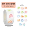 Rolle mit 500 süßen Meerestier-Aufklebern mit 14 Mustermotiven, ideal für Tagebuch und Basteln. - Meerestiere / 500 Stück/Packung
