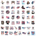 100 Stk Unabhängigkeitstag Aufkleber USA patriotisch wasserdichte Vinyl Sticker für Koffer Laptop - Unabhängigkeitstag 50 Stk Stil A