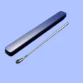 Stainless steel milk powder stirring rod and storage box set, ideal for baby feeding use. - 304 Short Stirring Rod + Blue Box
