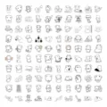 Niedliche Cartoon-Hunde-Doodle-Aufkleber, 100 Stück schwarz-weiße Decals für Koffer und Handy. - 100 Stück/Packung / Schwarz Weiß