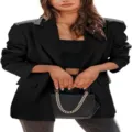 Femme noir casual blazer veste professionnel automne vetement elegant costume haut tendance - S / Noir
