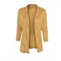 Femme Doré Paillette Cardigan Blazer Décontracté Manches Longues Veste Scintillante - Or