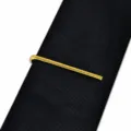 Gold narrow tie clip copper men formal business tie bar detail close up fashion accessory. - Patterned Long Style (Z1522) / Gold