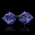 Primo piano di un papillon scintillante in strass blu e argento con dettagli di cristallo. - Blu zaffiro