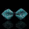 Farfallina con strass per bambini cristallo brillante festa spettacolo formale accessorio. - Blu lago
