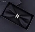 Elegante papillon nero da uomo con strass per abito formale e matrimonio dettaglio - Nero