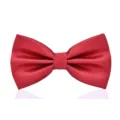Classic red textured bow tie with double layer design, perfect for weddings and formal events. - Red