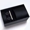 Conjunto de regalo de corbata negra de negocio para hombre con gemelos detalles. - Corbata con cremallera | KH6R8007-1
