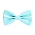 Detailed shot of sky blue textured bow tie, classic double layer design for formal wear. - Lake Blue