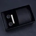 Men's Black Necktie Gift Box Set With Cufflinks Tie Clip Pocket Square Detail View - Zipper 6cm Narrow KH6R6007-1