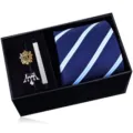 Men's formal business tie and cufflinks gift set with classic striped tie for office wear. - HVY8116-1