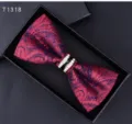 Farfallino rosso paisley da uomo con anello centrale in strass matrimonio formale - Rosso e Blu