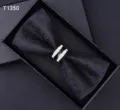 Cravattoni farfalla nero formale uomo affari con strass brillanti elegante nodo nozze - Colore Scuro