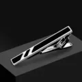 Stylish silver and black tie clip for men business suits, metal tie bar 5.7x0.7cm accessory - Silver