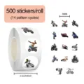 Motorrad Aufkleber Rolle 500 Stk wasserdichte Vinyl Decals fuer Helme und Laptops Variante - Motorrad-Thema / 500 Stück/Packung / Mehrfarbig