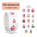 500Stk Rolle süße Cupcake Aufkleber dekorative Siegelband für Tagebuch Scrapbook - Cupcake / 500 Stück/Packung