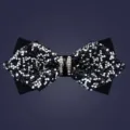 Farfalla cristallo strass uomo, nero argento brillante matrimonio festa formale collo cravatta. - Nero argento