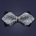 Primo piano dettagliato di un papillon in strass di cristallo scintillante, accessorio. - Argento Lucido