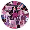 Waterproof aesthetic purple pink stickers pack for laptop water bottle luggage case 90s retro decal - 60 Sheets - Pink and Purple Series