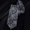 Herren schwarz grau Paisley Krawatte Vintage klassisches Muster Halskrawatte Anzug - Koreanische Selbstbinder Krawatte(A6061) / 6cm / Schwarz und Grau