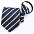 Blue and yellow striped zipper tie, 7.5cm formal business lazy tie for men daily wear. - Y8650 Jacquard Yellow Stripes