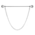 Detailaufnahme der silbernen Herren Kragennadel mit funkelnden Strasssteinen und feinen Ketten. - Einzelne Kette / Silber