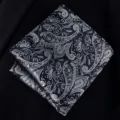 Classic black and grey paisley pocket square for men, elegant suit handkerchief accessory. - Pocket Square(X8061) / Black and Gray