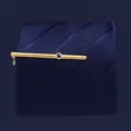 Men's brass tie clip with blue crystal stone elegant gold business suit necktie bar jewelry - Gold with Red Rhinestone | Z1322-3