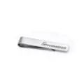 Stainless steel groomsman tie clip detail, brushed metal finish with custom laser engraving. - Groomsman (Z1076-1005)