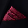 Rood zwart jacquard pochet detail opname, elegant heren pak accessoire zakdoek voor jasje. - X8902 (Rood Zwart Jacquard)