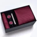Set de regalo para hombre corbata burdeos pañuelo gemelos pisa corbatas elegante caja - Modelo con cremallera | KH6R8052-1