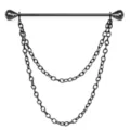 Men black shirt collar pin rhinestone collar chain brooch retro metal tie bar jewelry - Double Chain / Gunmetal