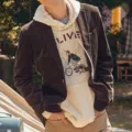 Men corduroy blazer casual jacket detail shot, stylish autumn outerwear apparel view. - S / Coffee