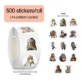 500Stk/Rolle lustige Affen Meme Aufkleber Rolle, dekorative Tagebuch Deko Sticker - 14 Blatt Affen-Meme / 500 Aufkleber/Rolle