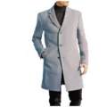 Men's Classic Wool Blend Trench Coat Single Breasted Lapel Winter Outerwear Jacket Top - M / Light Gray