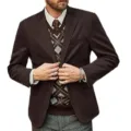 Elegante chaqueta blazer casual para hombre con chaleco de punto y camisa en detalle - M / Café