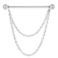 Chaîne de col de chemise pour homme épingle argentée double couche glands accessoire mode. - Argent - double chaîne suspendue, Z3231-2L