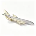 Gold- und silberfarbene Flugzeug Krawattenklammer für Herren, stilvoller Metall Krawattenhalter. - Kugelförmiges Flugzeug (Keine Kette) / Kartenverpackung