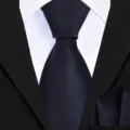 Men's business formal tie and pocket square set featuring textured twill fabric detail. - Black Fine Striped